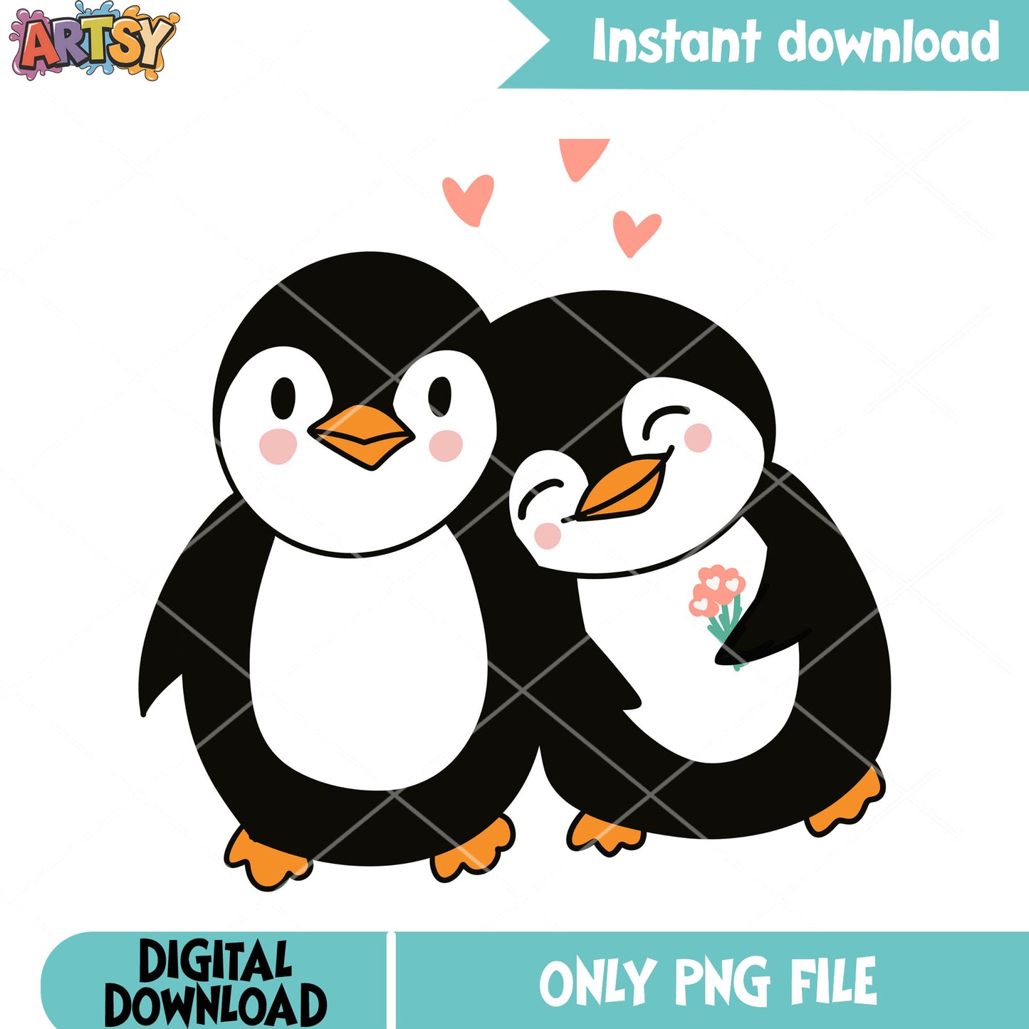 The couple penguin valentine png, valentine heart png, valentine love png