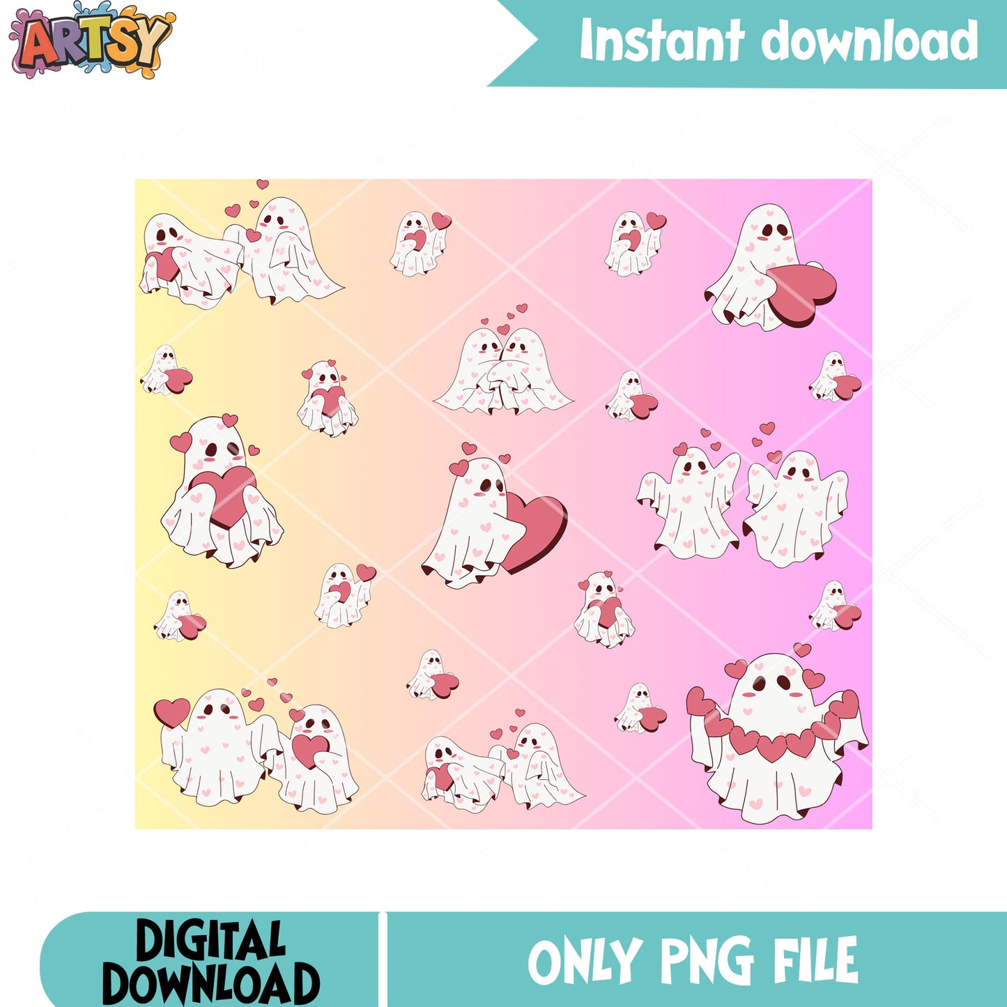 The cute ghost valentine png, happy valentine day png, love vibes png