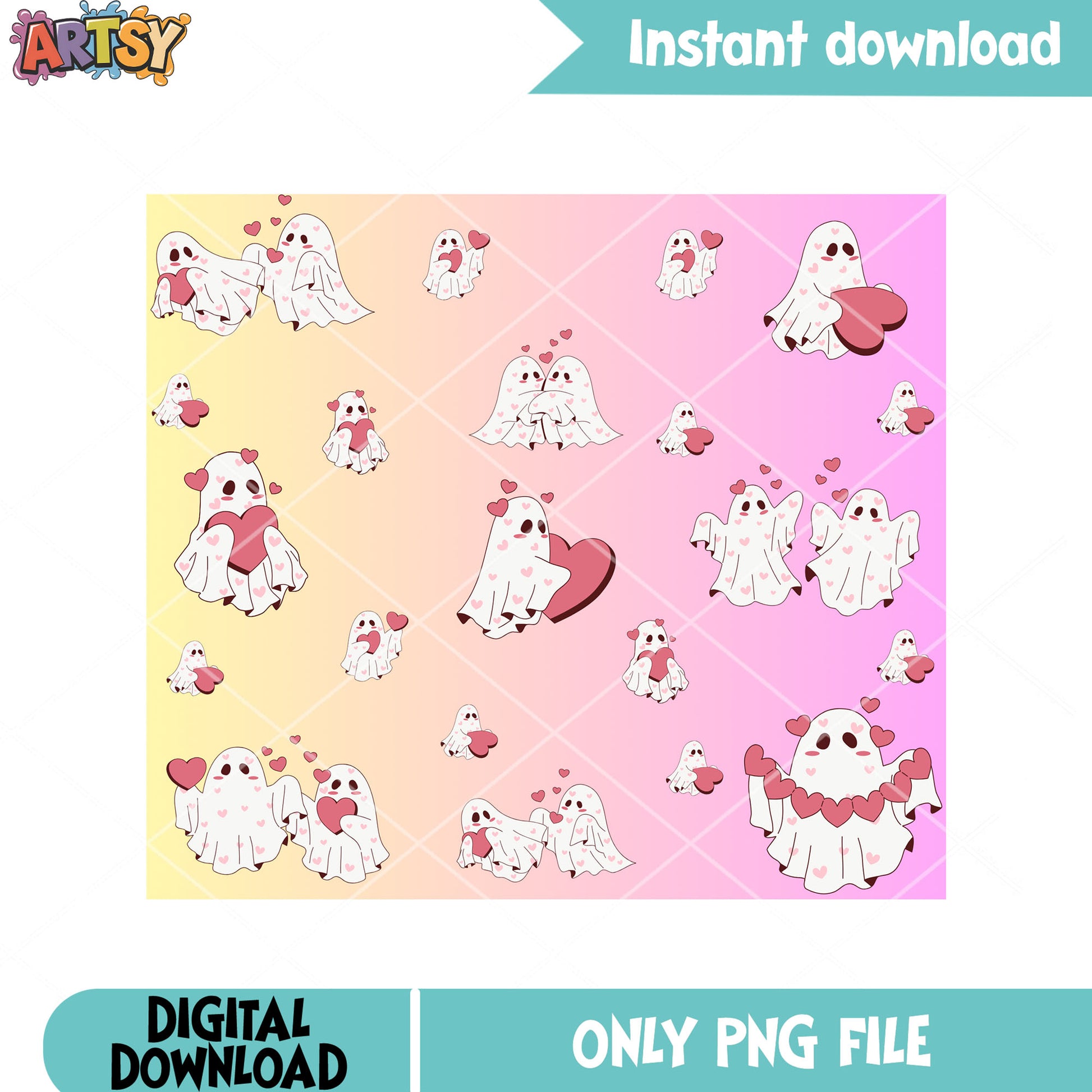 The cute ghost valentine png, happy valentine day png, love vibes png