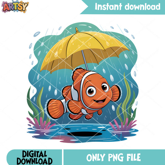 The cute marlin in the rain png, finding nemo png, poster nemo png