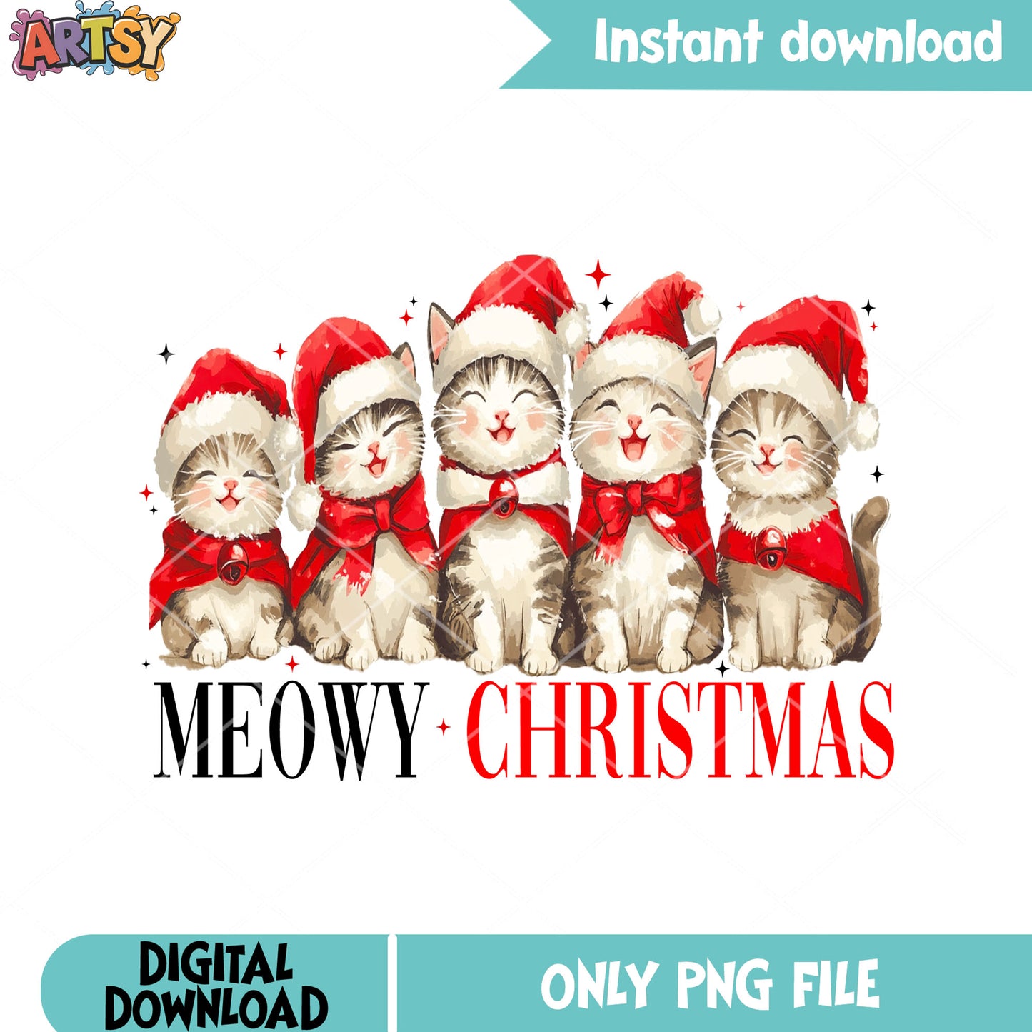 The cute poster christmas png, cute cats png, christmas gifts png
