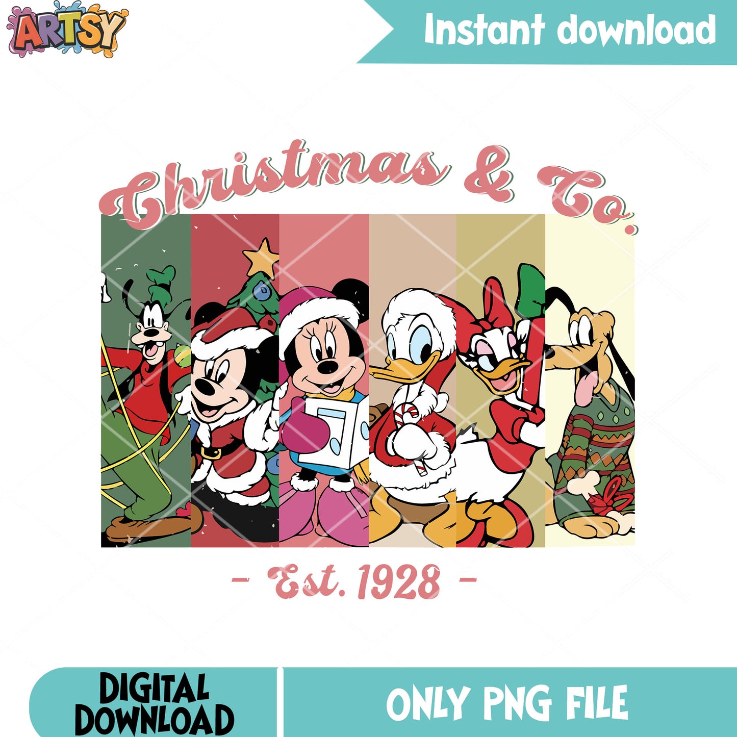 The disney character png, merry christmas png, mickey and friends png