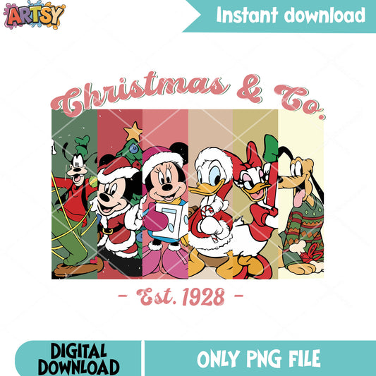 The disney character png, merry christmas png, mickey and friends png