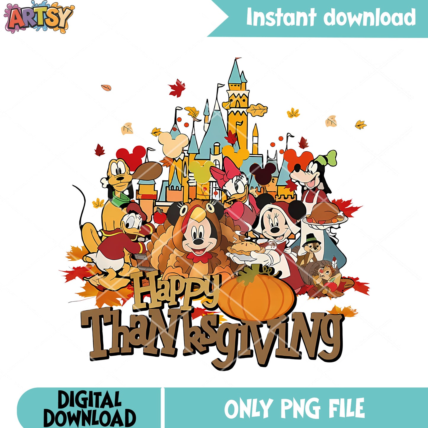 The disney holiday png, mickey and friends png, thanksgiving png