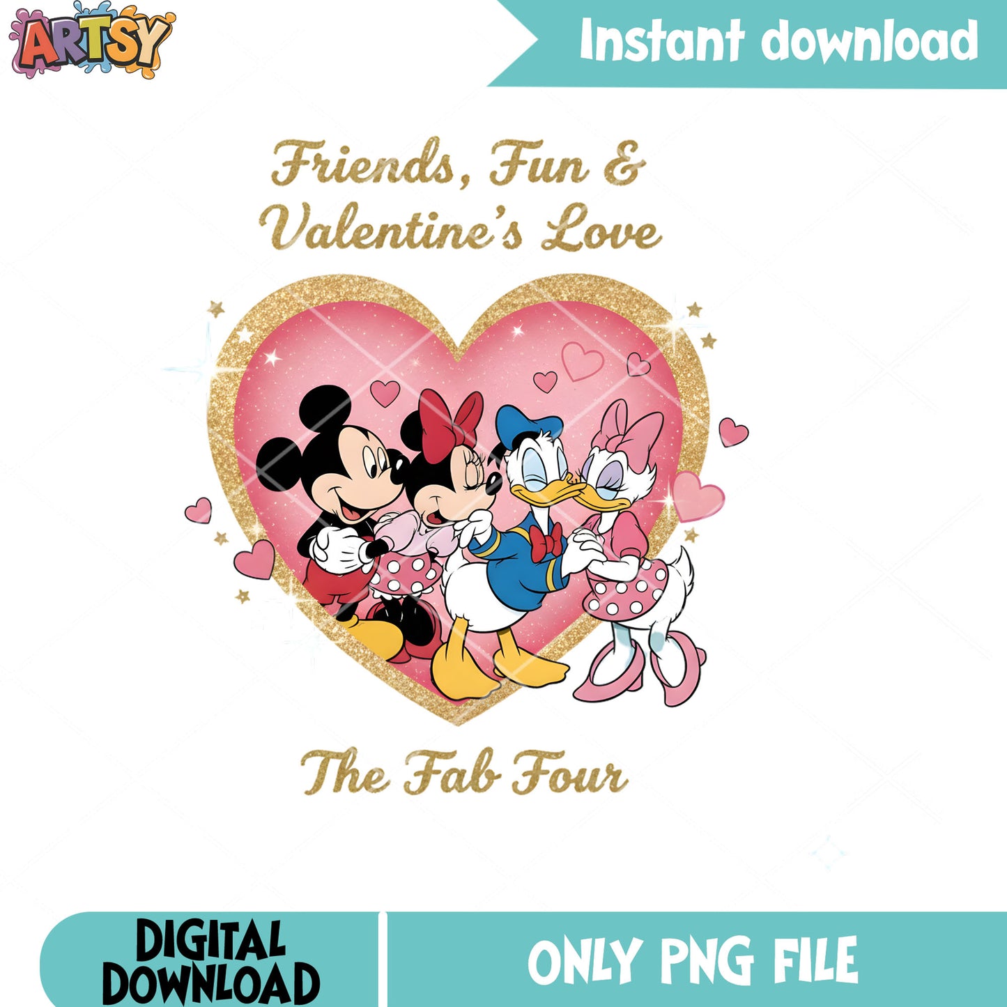 The fab four valentine png, valentine gifts png, disney valentine png