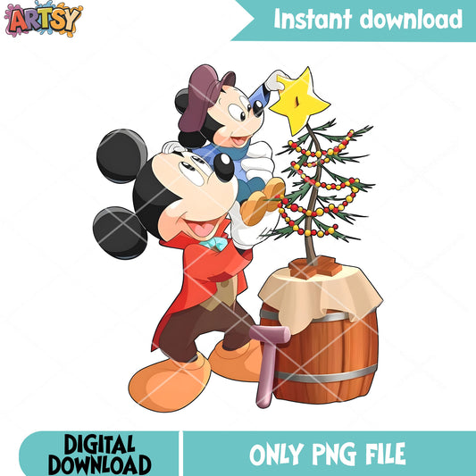 The first star in christmas tree png, mickey mouse png, christmas png