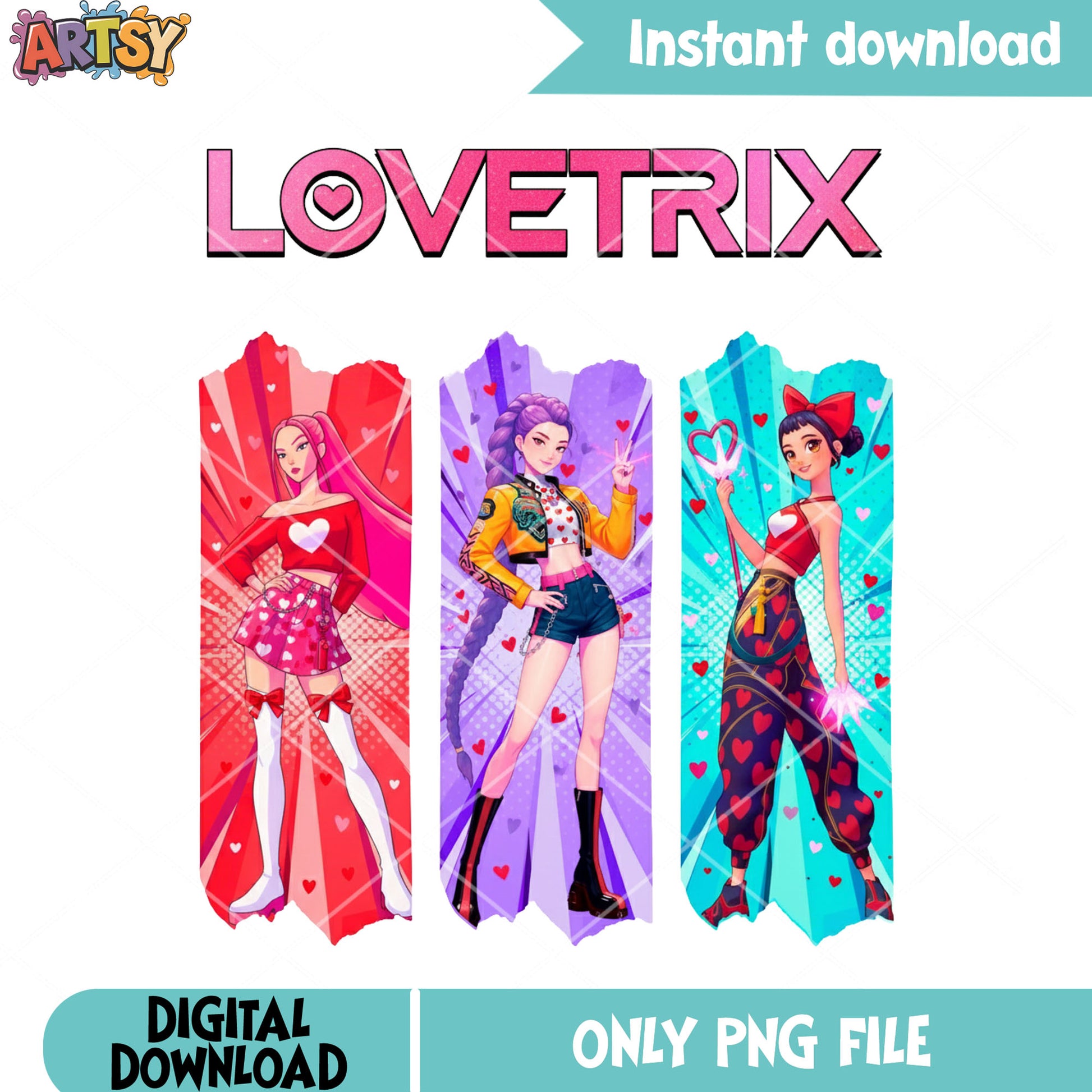 The girls hunter huntrix png, valentines vibes png, valentine huntrix png