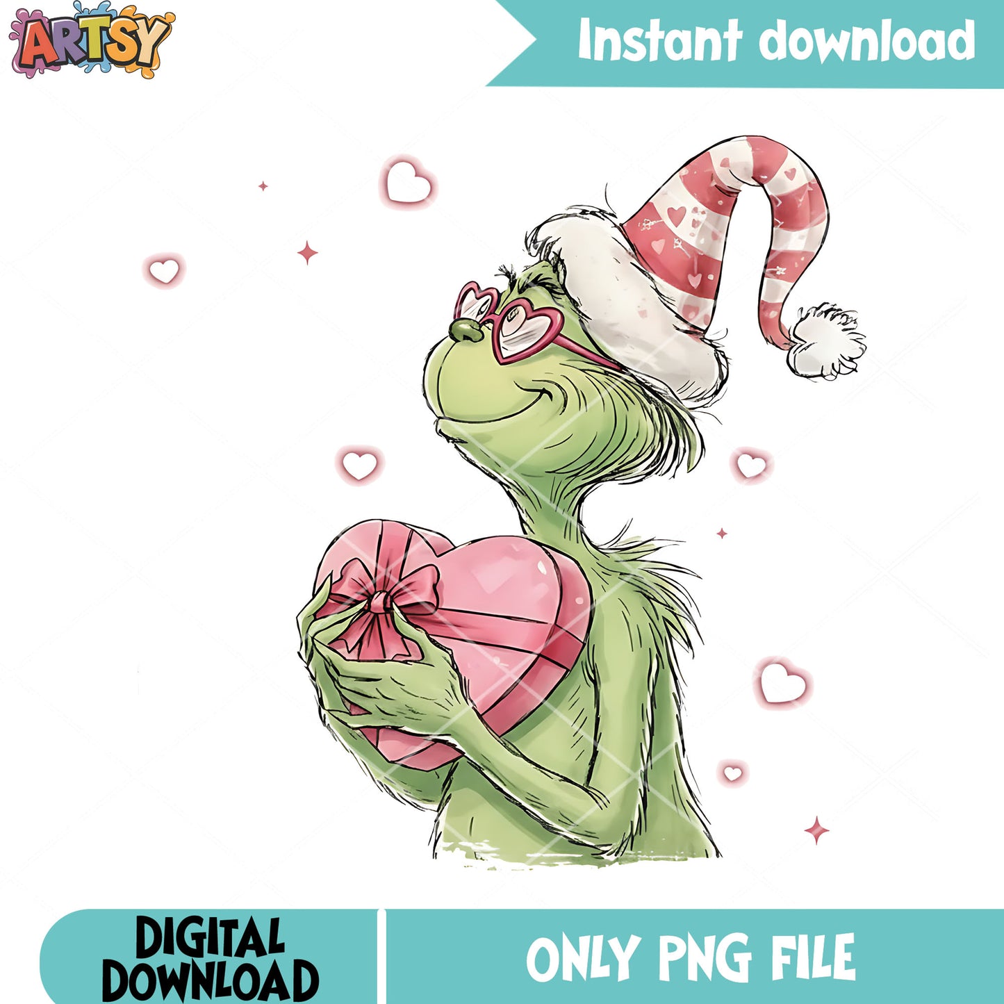 The grinch christmas png, green cartoon png, valentine_s day png
