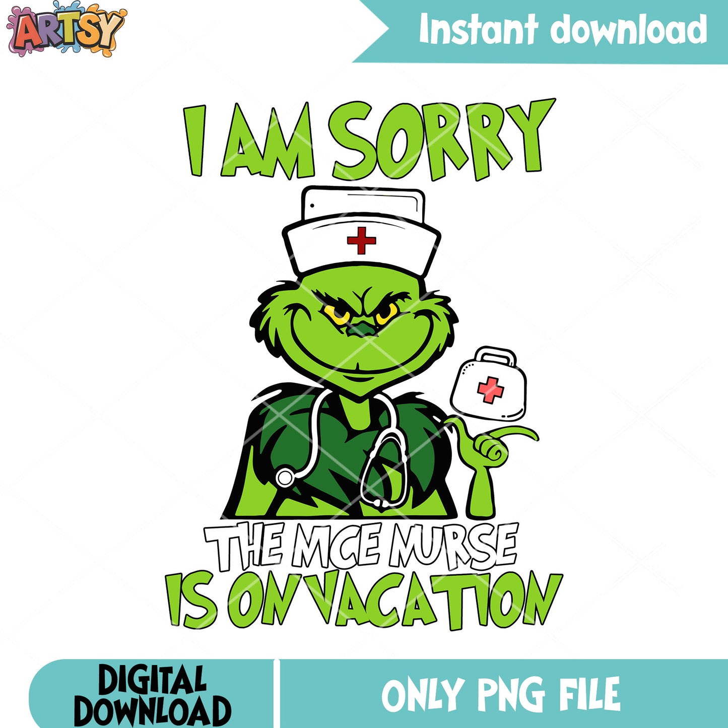 The grinch nice nurse png, funny christmas png, healthcare png