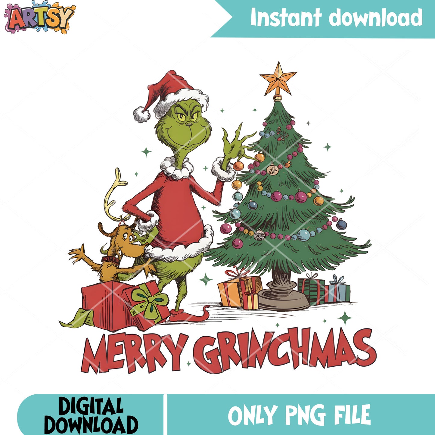 The grinch santa costume png, christmas tree png, max the dog png