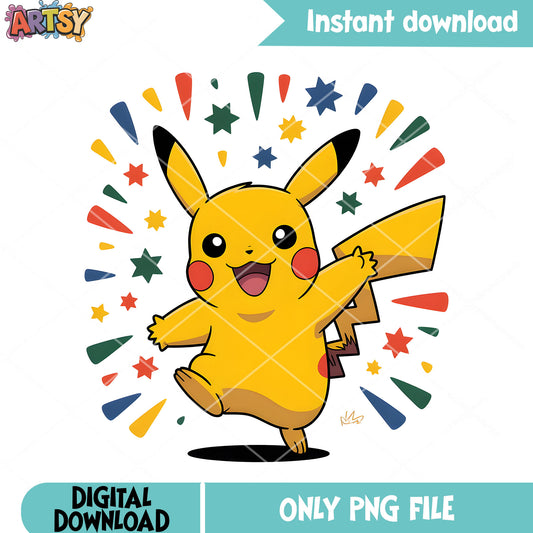 The happy celebration pikachu png, pokemon movie png, pikachu png