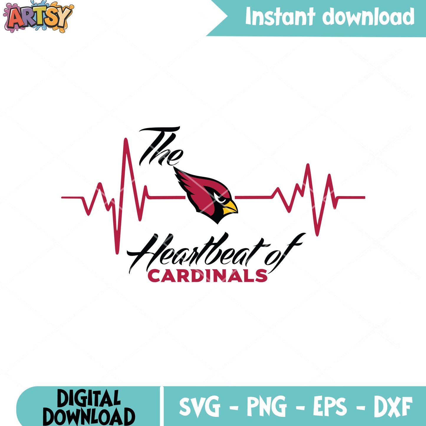 The heart beat of cardinals svg, nfl leauge svg, arizona cardinals svg
