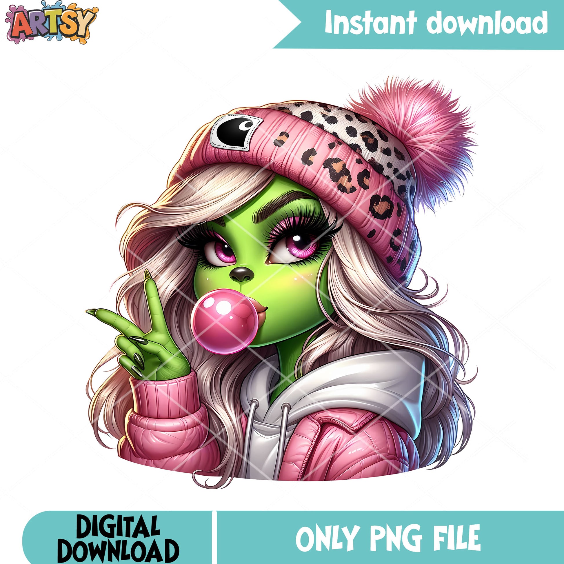The hi grinch woman christmas png, christmas vibes png, the grinch png