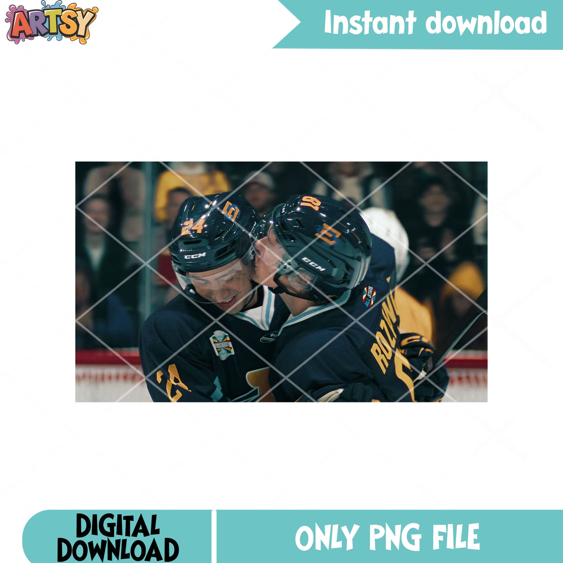 The hockey kiss couple png, rozanov team png, hollander team png