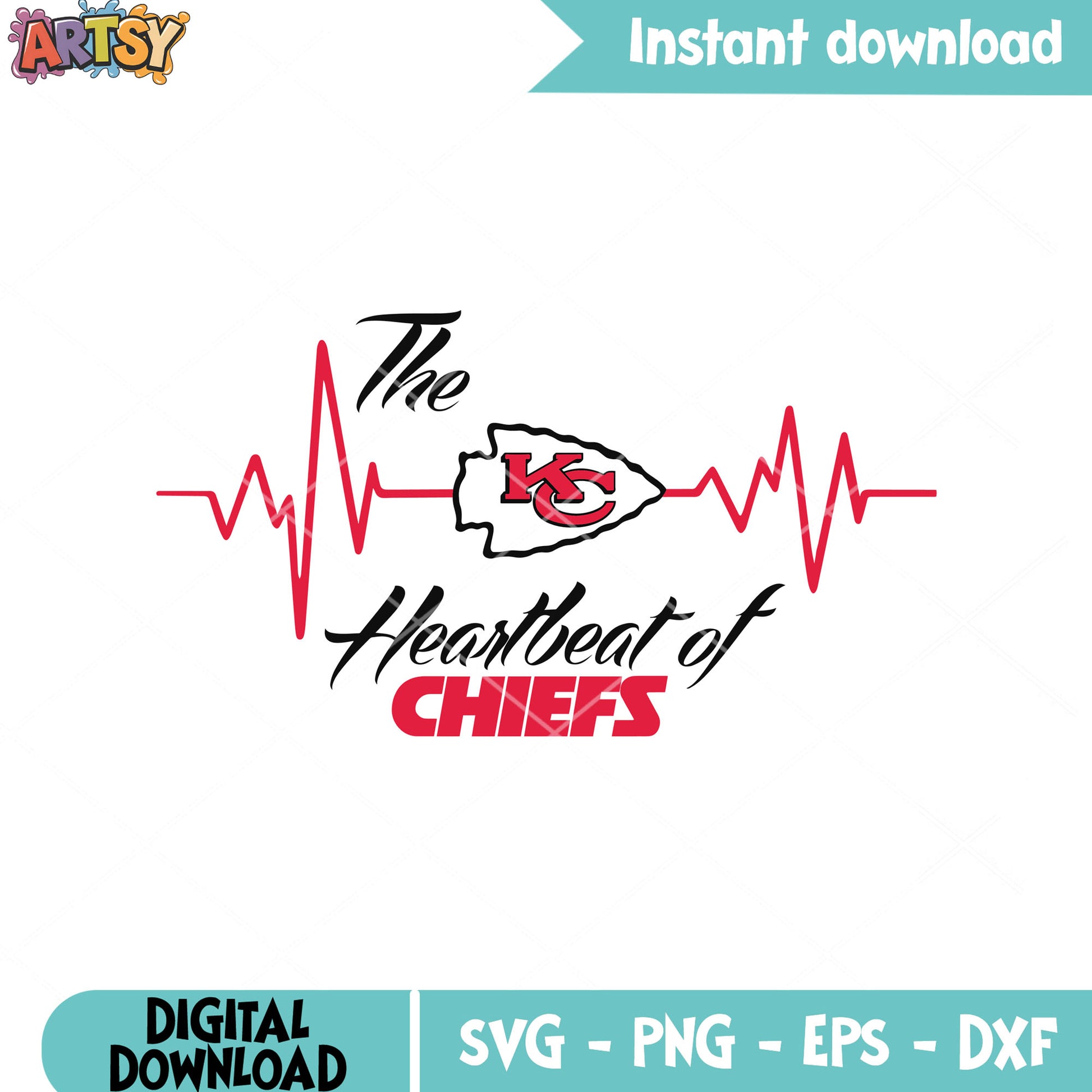 The kc heartbeat of chiefs svg, kc chiefs svg, nfl teams svg