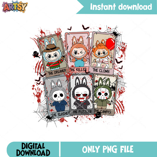 The killer labubu halloween png, labubu halloween costume​ png