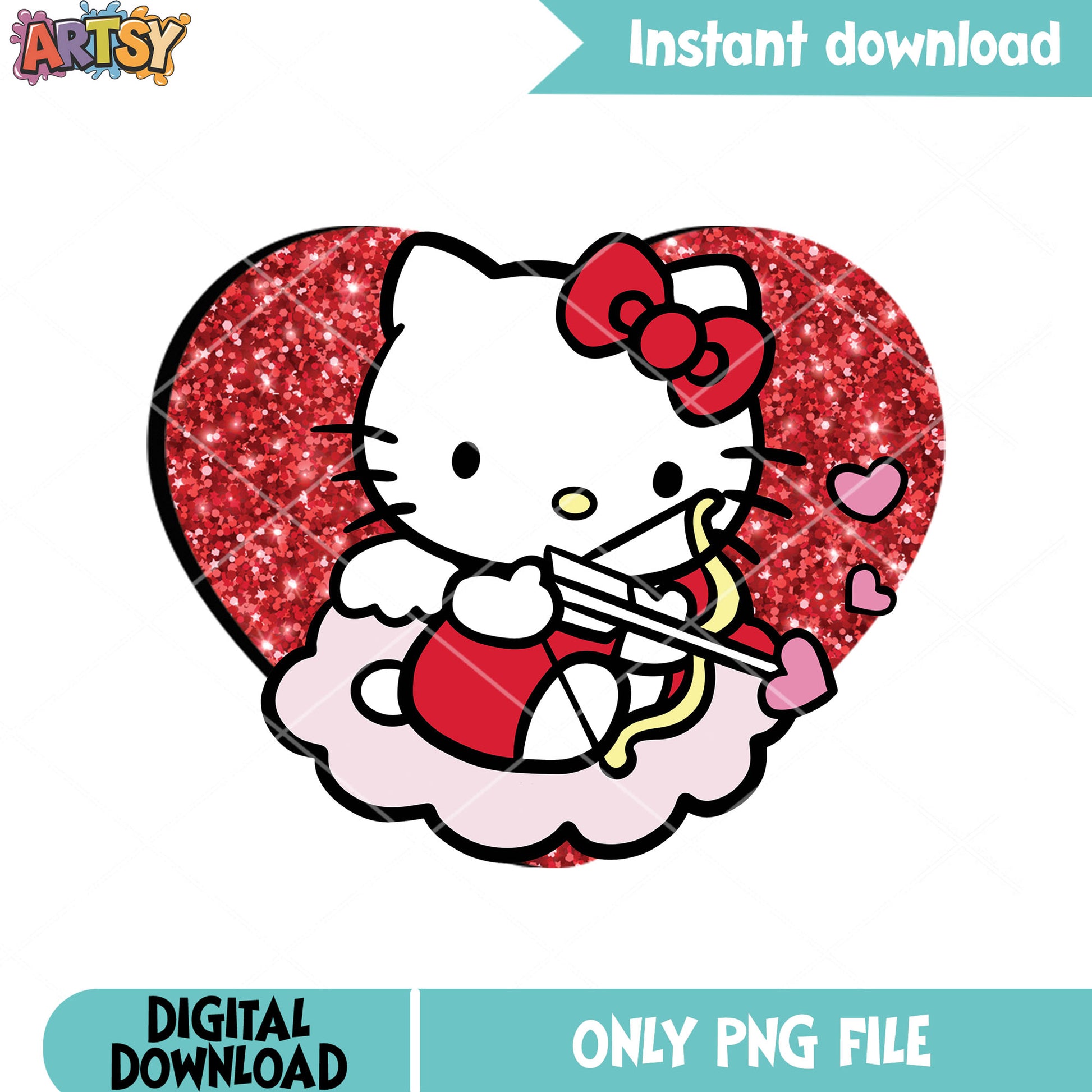 The kitty love god png, valentine vibes png, hello kitty png