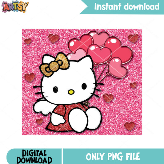 The kitty love valentine png, happy valentine day png, hello kitty png