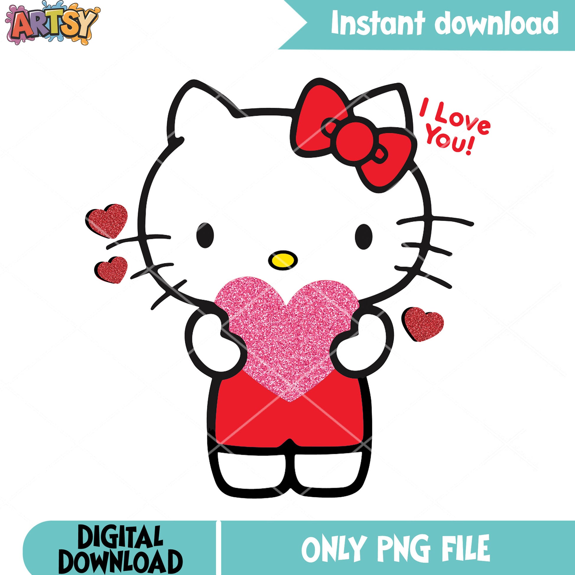 The kitty love valentines png, valentine png, sanrio hello kitty png
