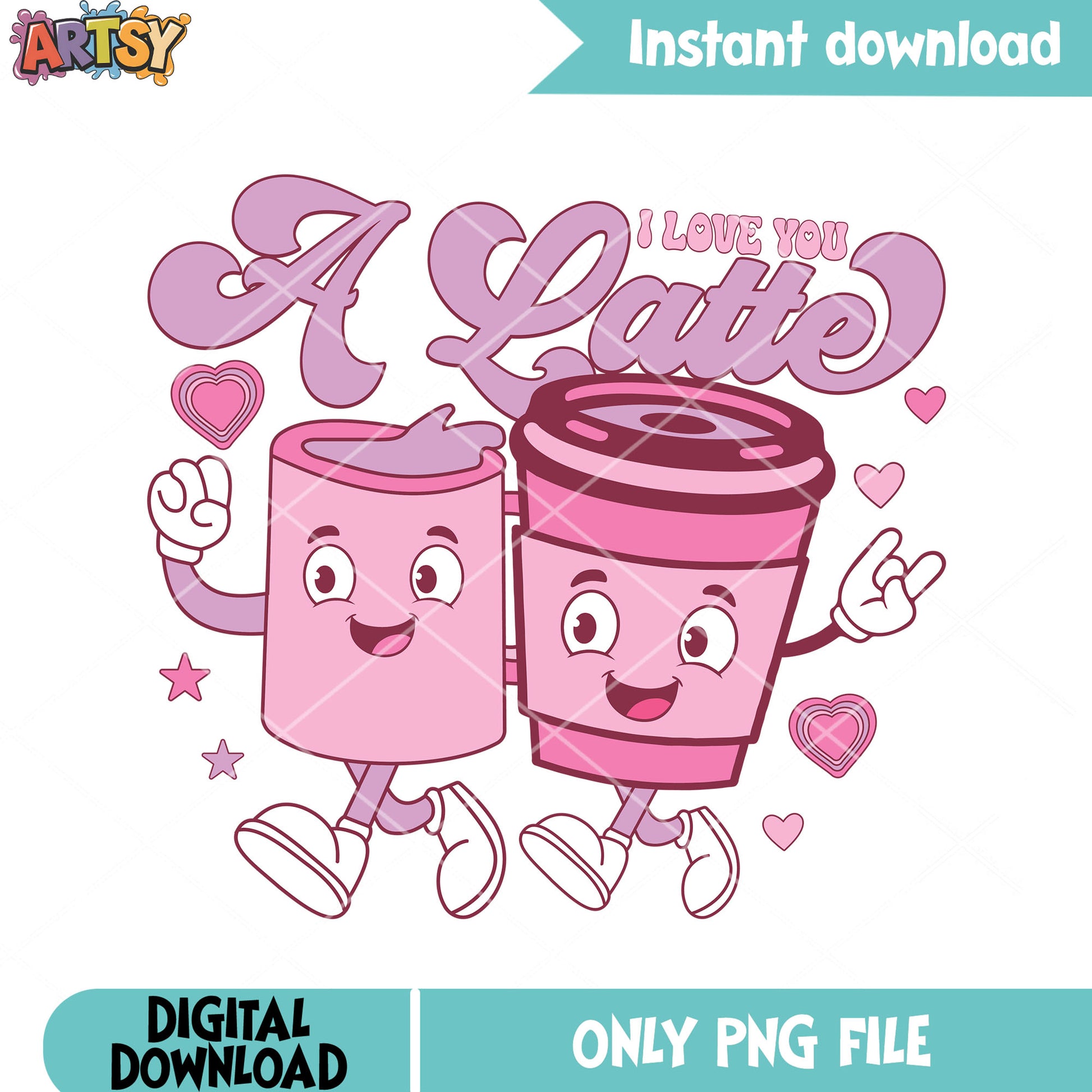 The latte valentine vibes png, valentine poster png, love vibes png