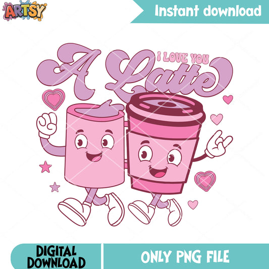 The latte valentine vibes png, valentine poster png, love vibes png
