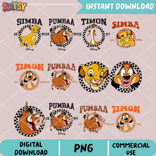 The lion king est png bundle, lion king png, simba friends png