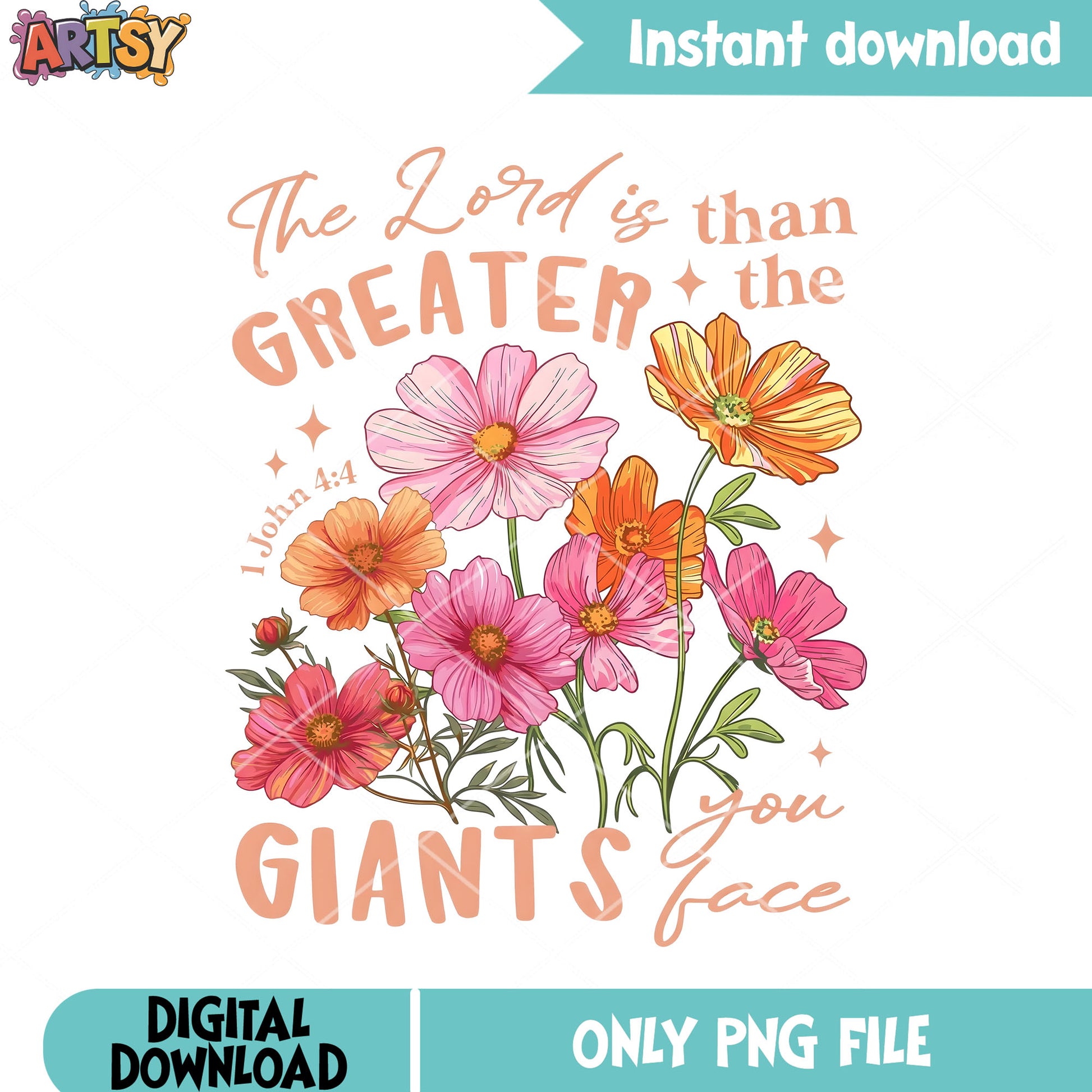 The lord is than greater flower png, flower poster png, bible verse png