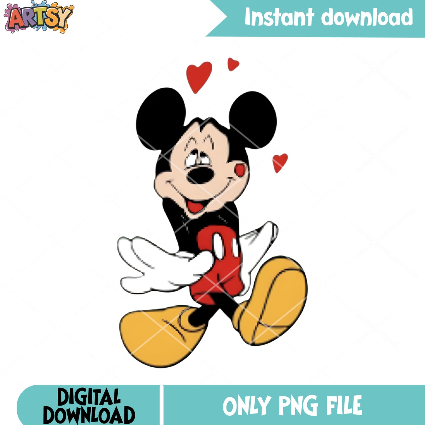 The love mickey vibes png, happy valentine day png, mickey mouse png