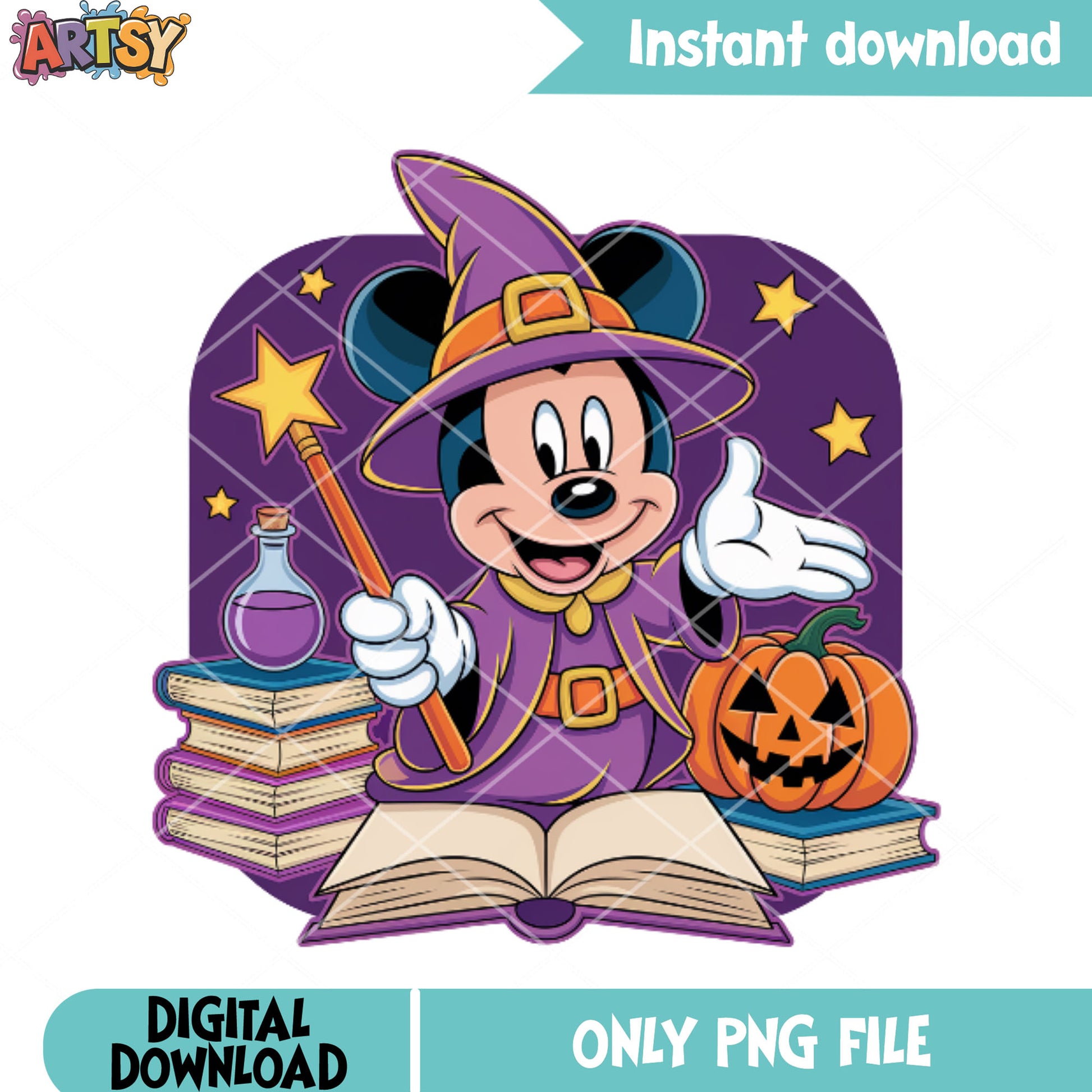 The master wizard mickey png, happy halloween png, jack o lantern png