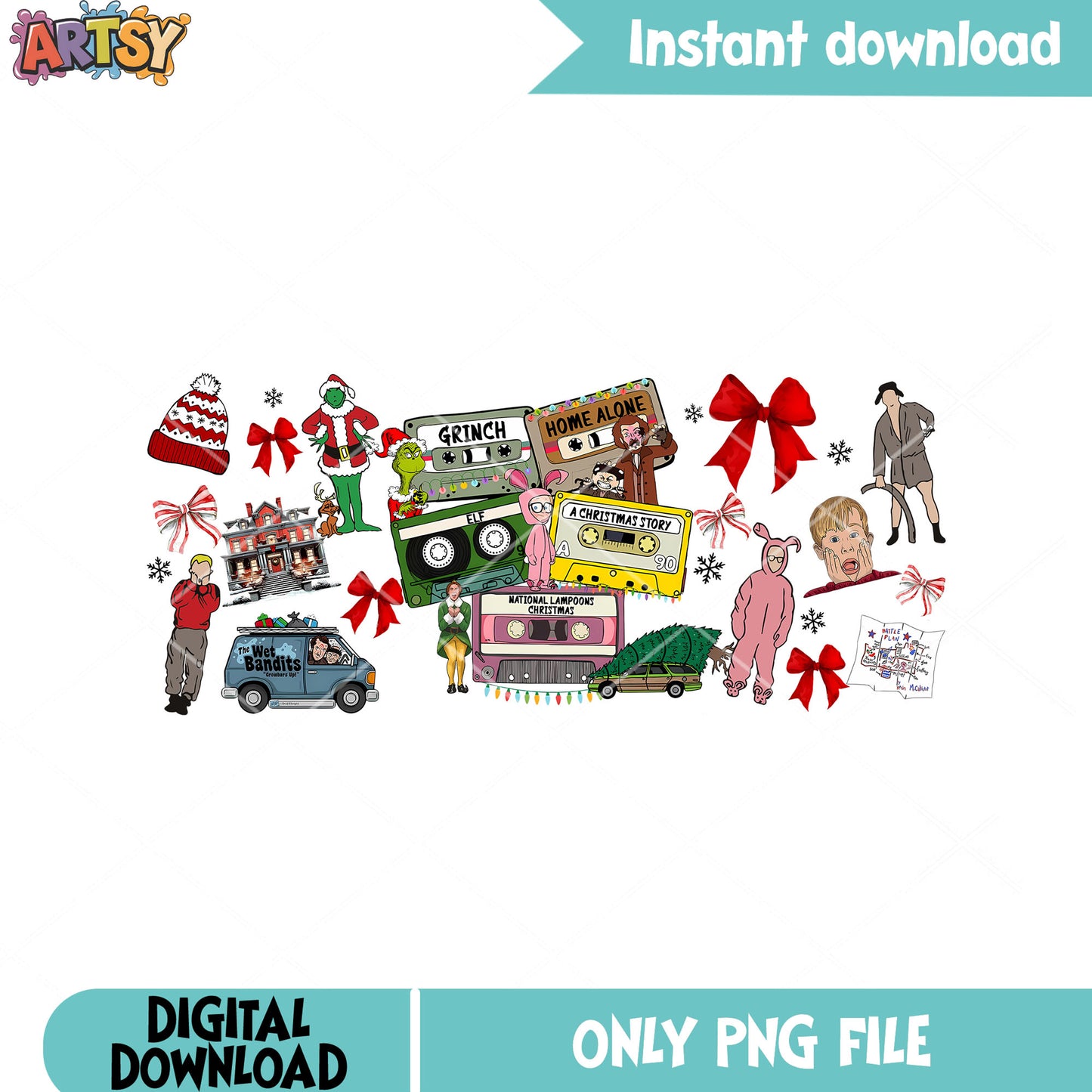 The merry cassette movie png, christmas movies png, merry xmas png