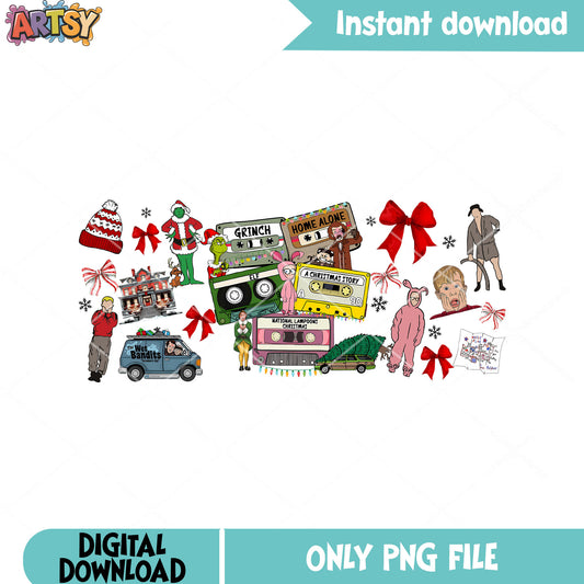 The merry cassette movie png, christmas movies png, merry xmas png