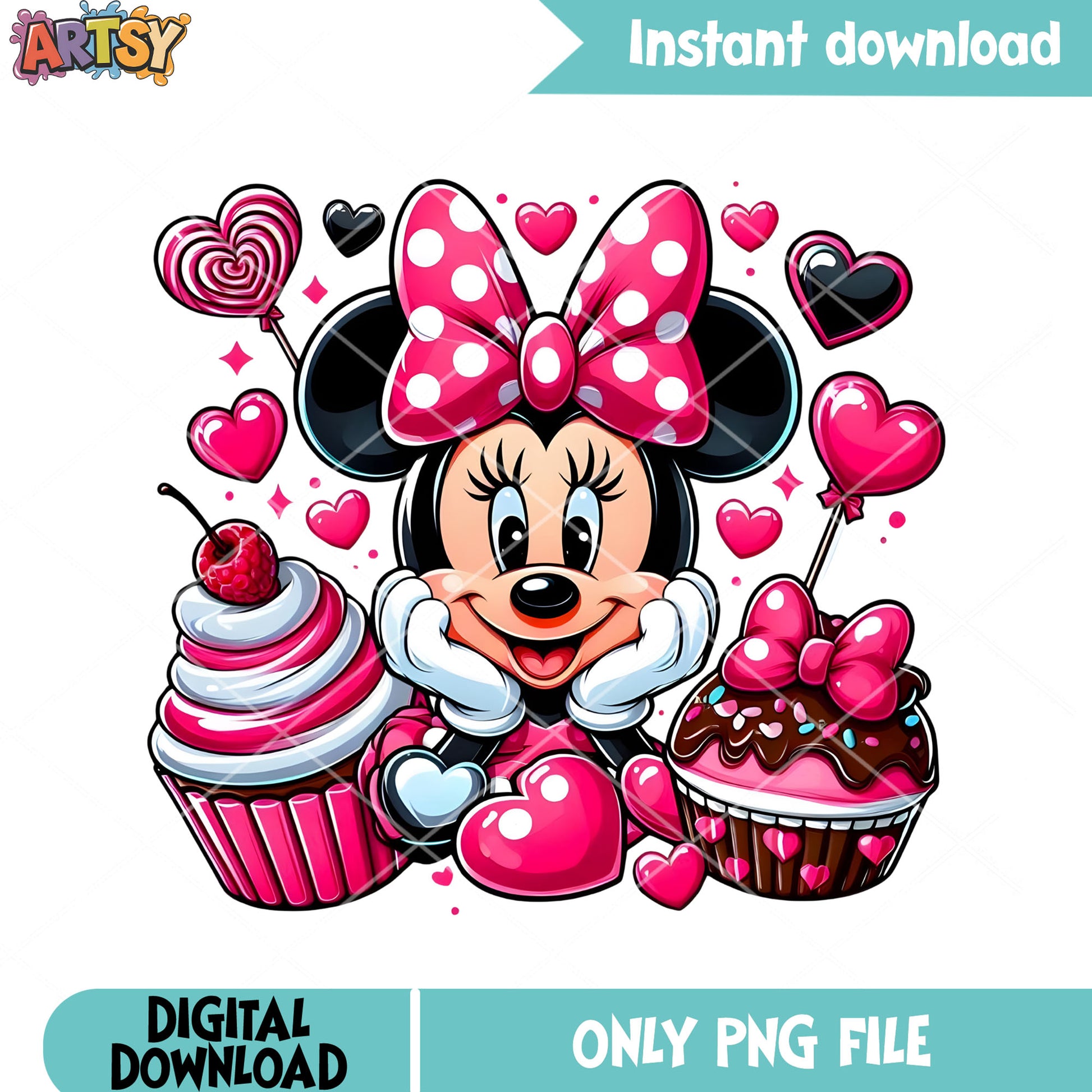 The minnie cupcake disney valentine png, disney png, valentine poster png
