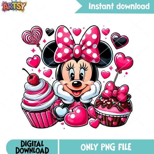 The minnie cupcake disney valentine png, disney png, valentine poster png