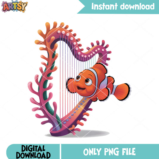 The ocean harp frame nemo png, nemo png, disney nemo png