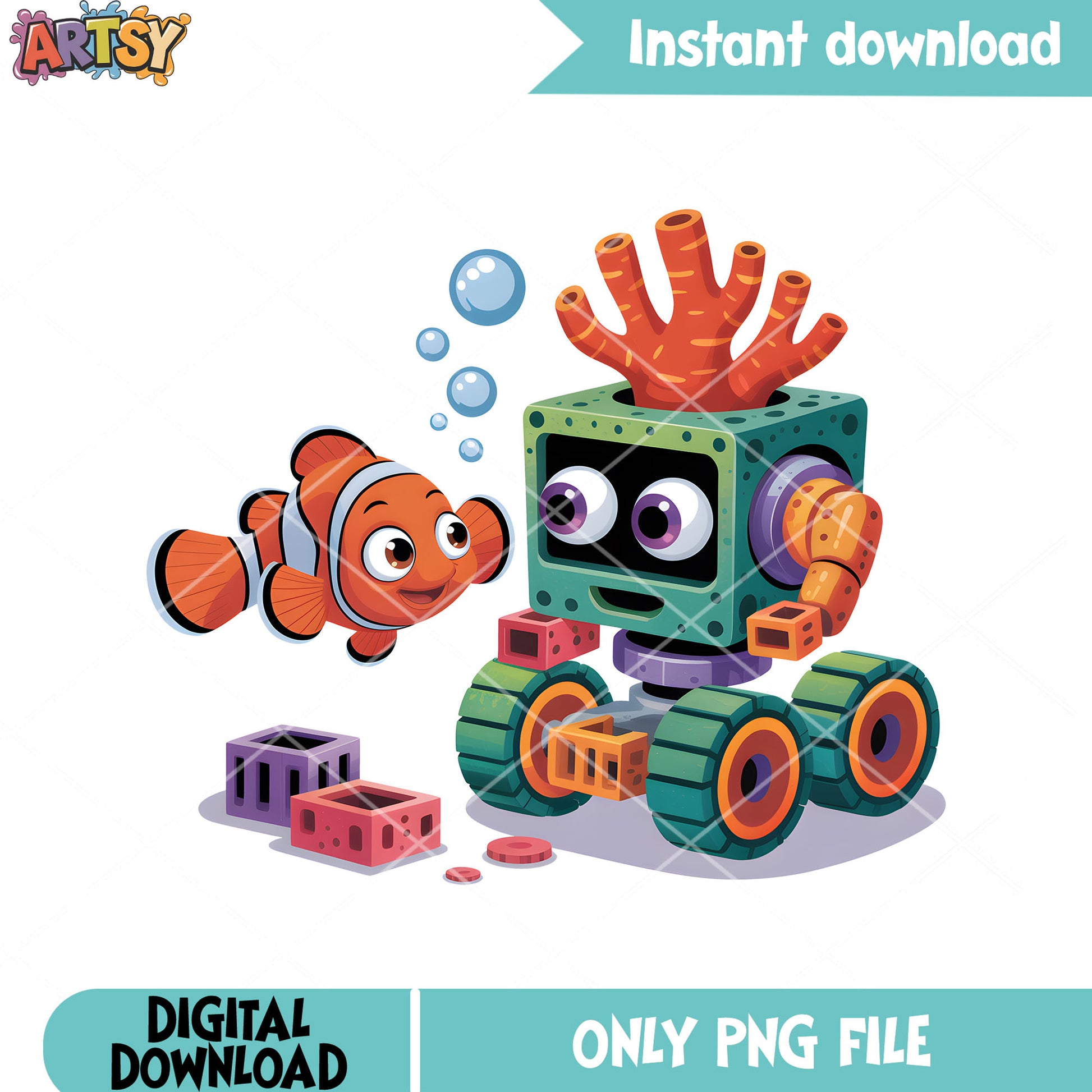 The robot toy poster nemo png, clownfish nemo png, disney nemo png