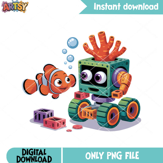 The robot toy poster nemo png, clownfish nemo png, disney nemo png