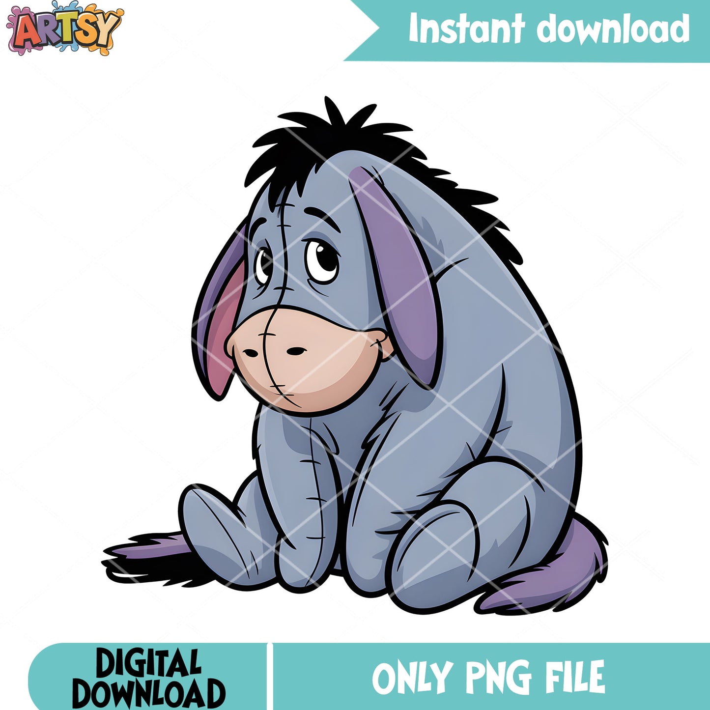 The sad eeyore poster png, disney eeyore png, disney poster png