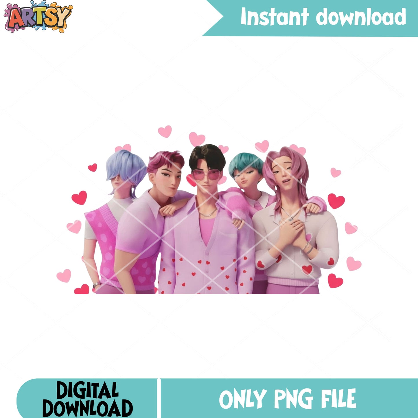The saja valentines demon png, kpop valentines png, valentines poster png