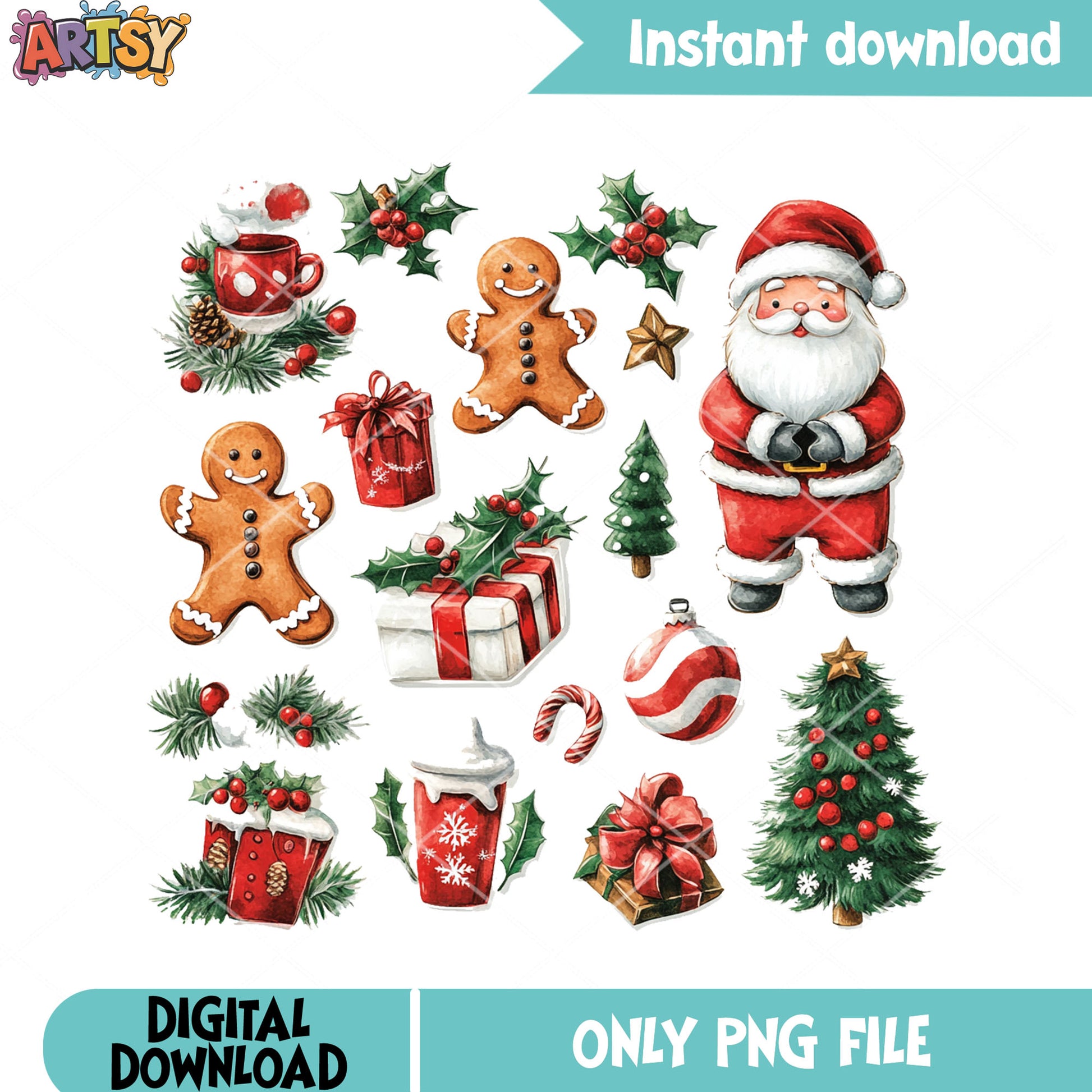 The santa christmas designs png, gingerbread png, santa claus png