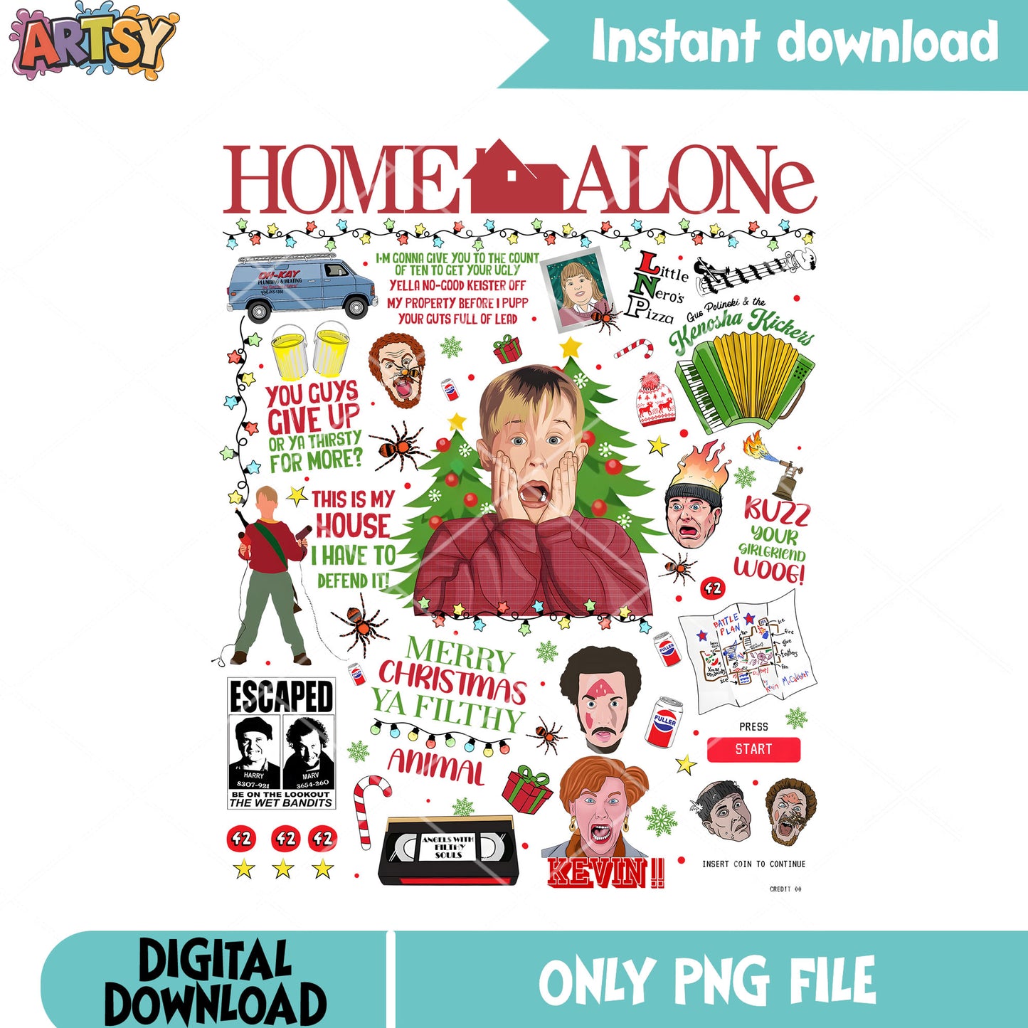The suprise kevin xmas png, kevin mccallister png, wet bandit png