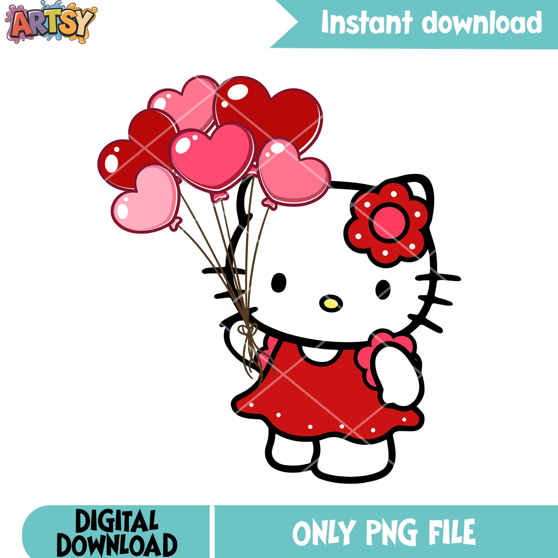 The valentine kitty balloon png, hello kitty png, valentine vibes png