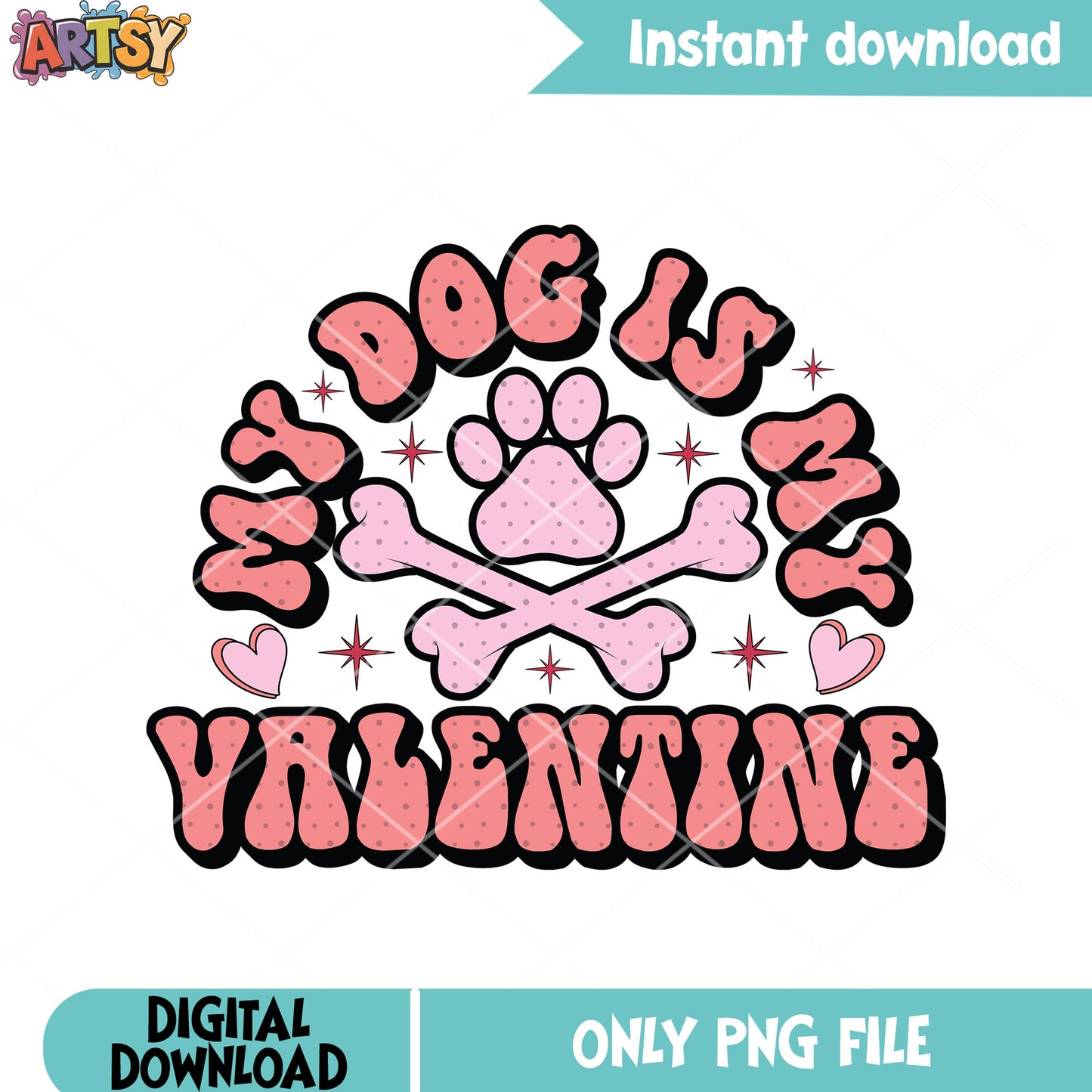 The valentines bone dog png, valentine season png, cute vibes png