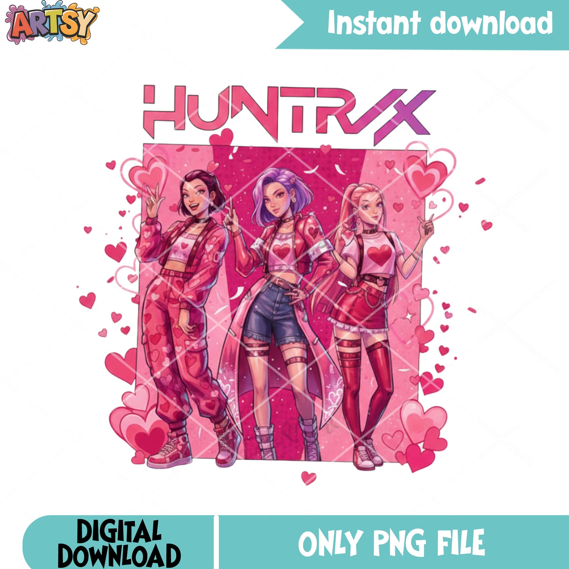 The valentines huntrix art png, funny valentines png, kpop demon hunters png
