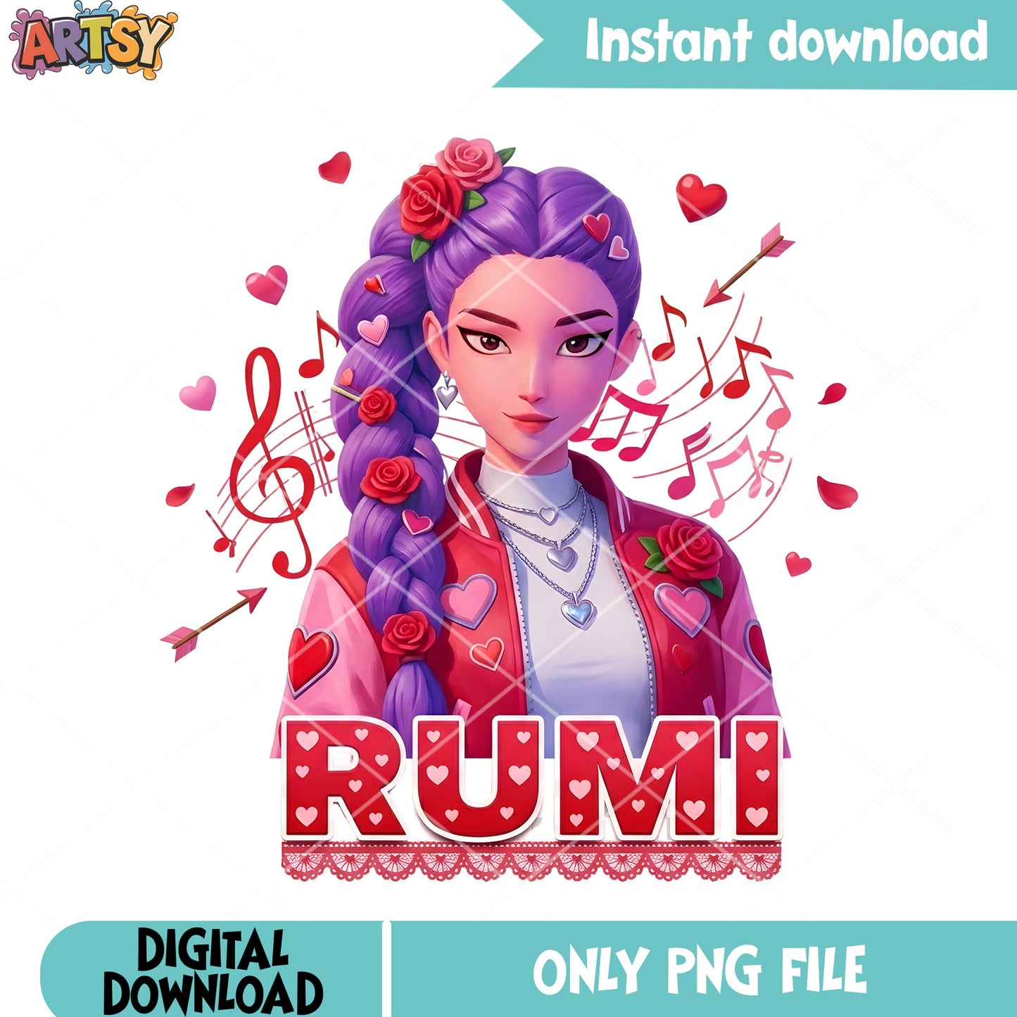 The valentines varsity rumi png, kpop demon hunter png, rumi huntrix png