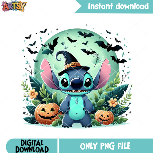 The witch alien png, wicker pumpkin png, spooky halloween png