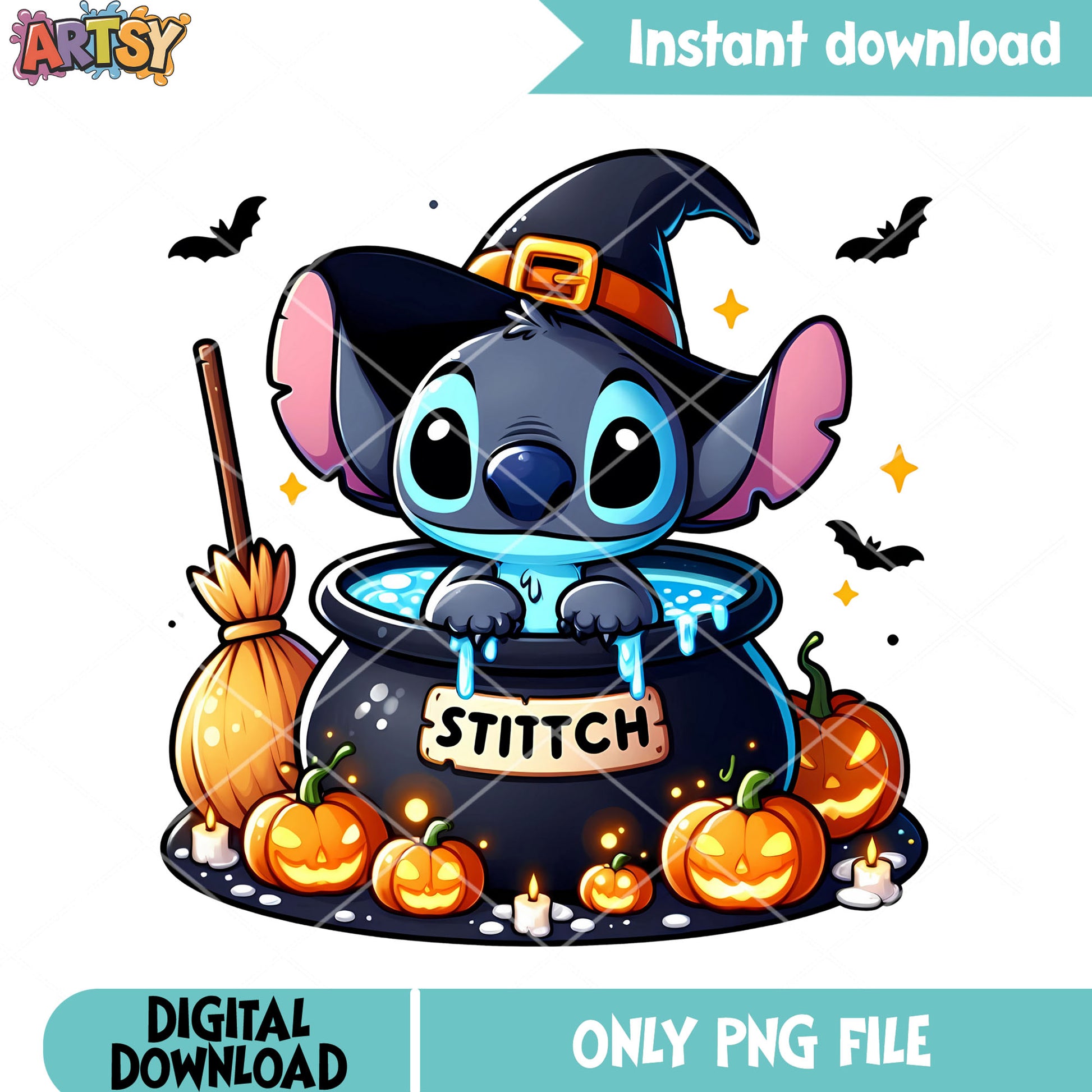 The witch cauldron and broom png, stitch png, disney halloween png