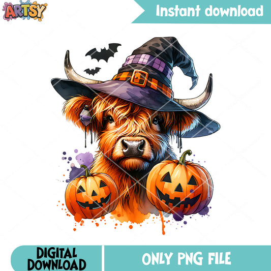 The witch hat cow png, jack o lantern png, halloween scary png