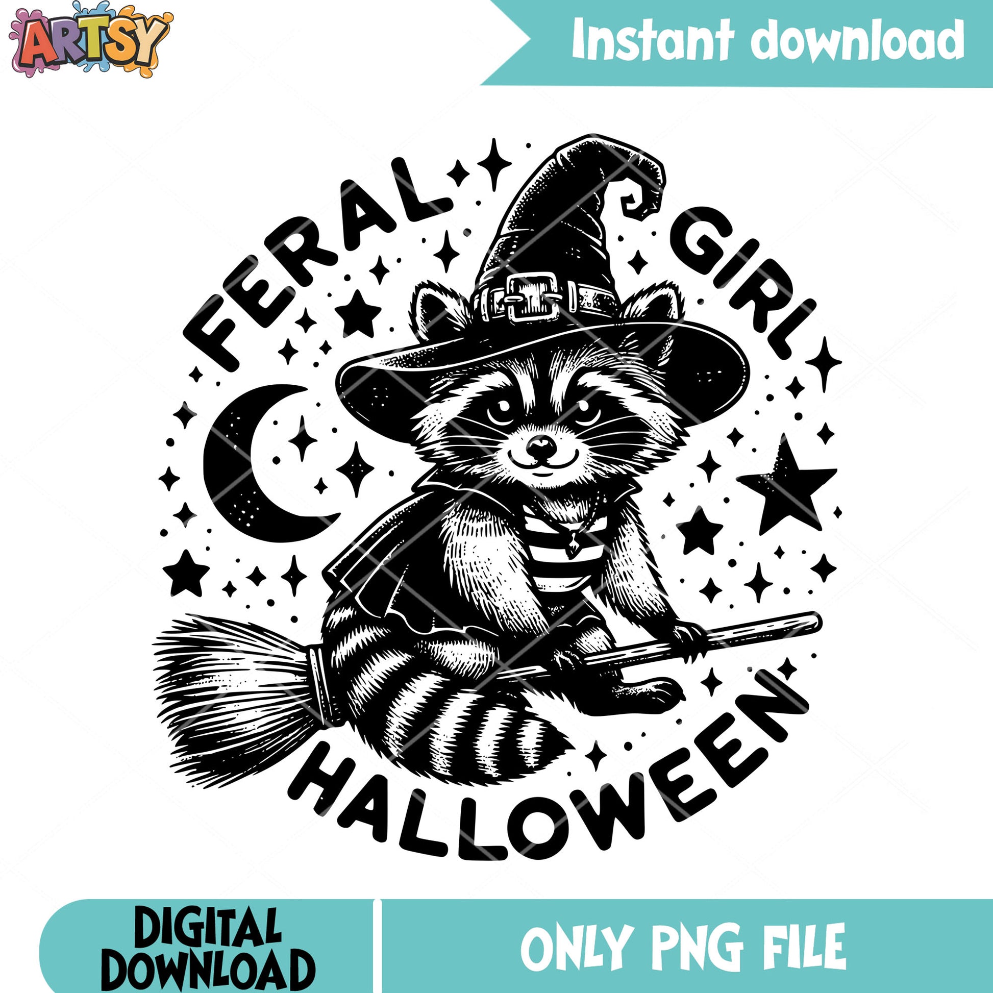 The witch raccoon png, stary night png, halloween scary png