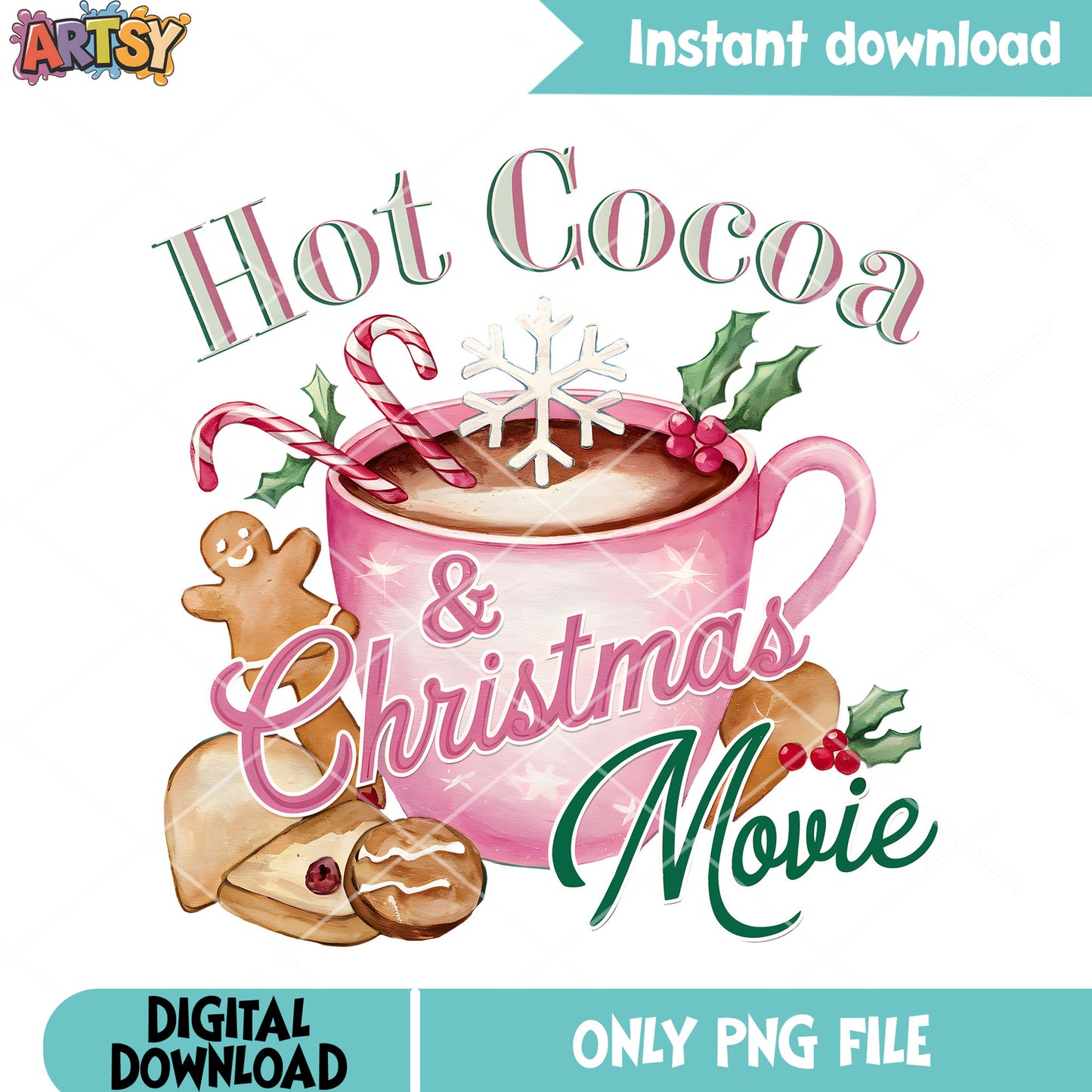 The xmas cocoa movies png, christmas coffee png, christmas movies png