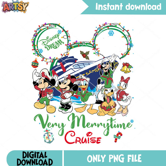 The xmas cruise time merry png, merry xmas png, mickey and friends png